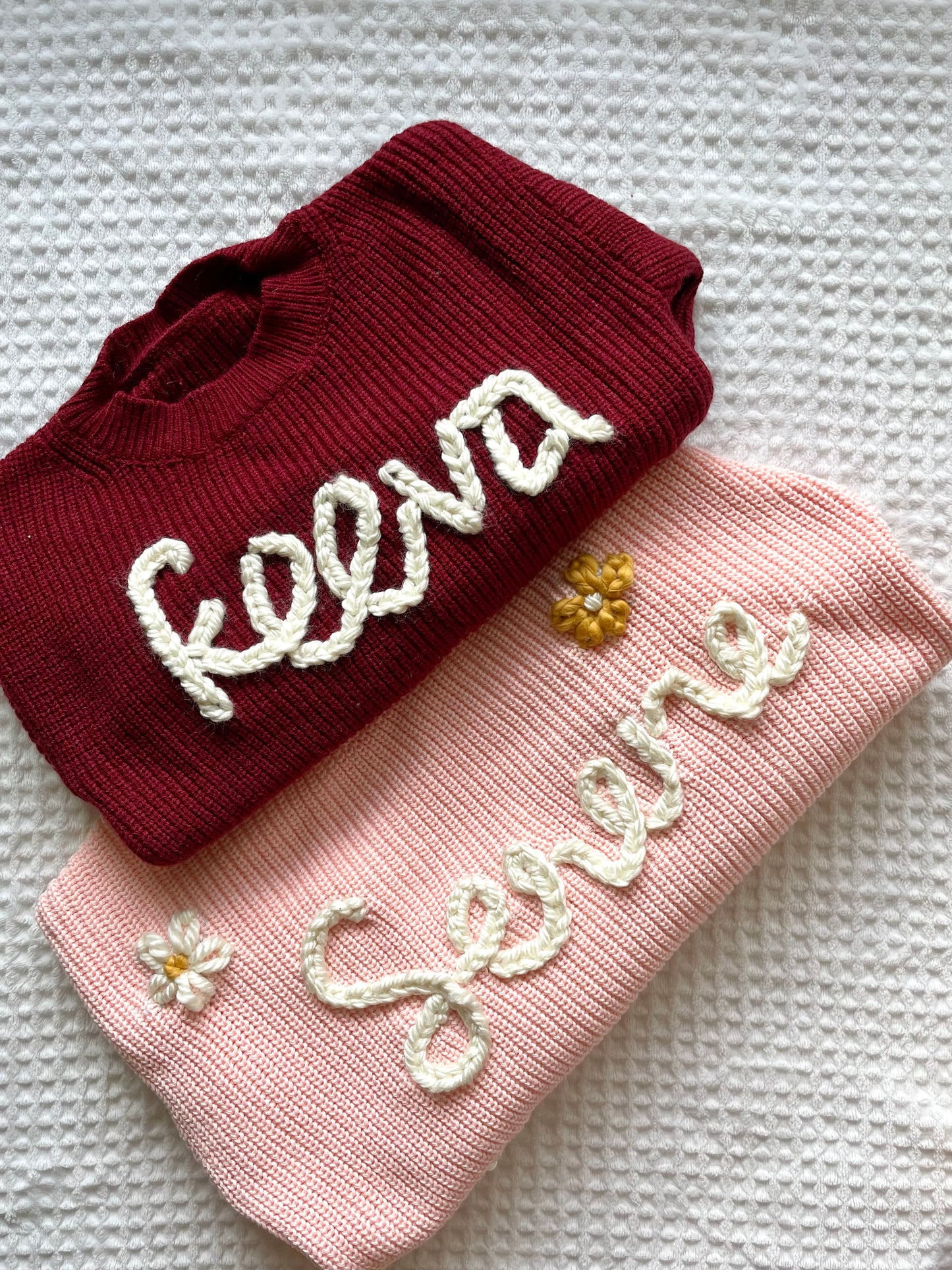 Hand embroidered knit sweater