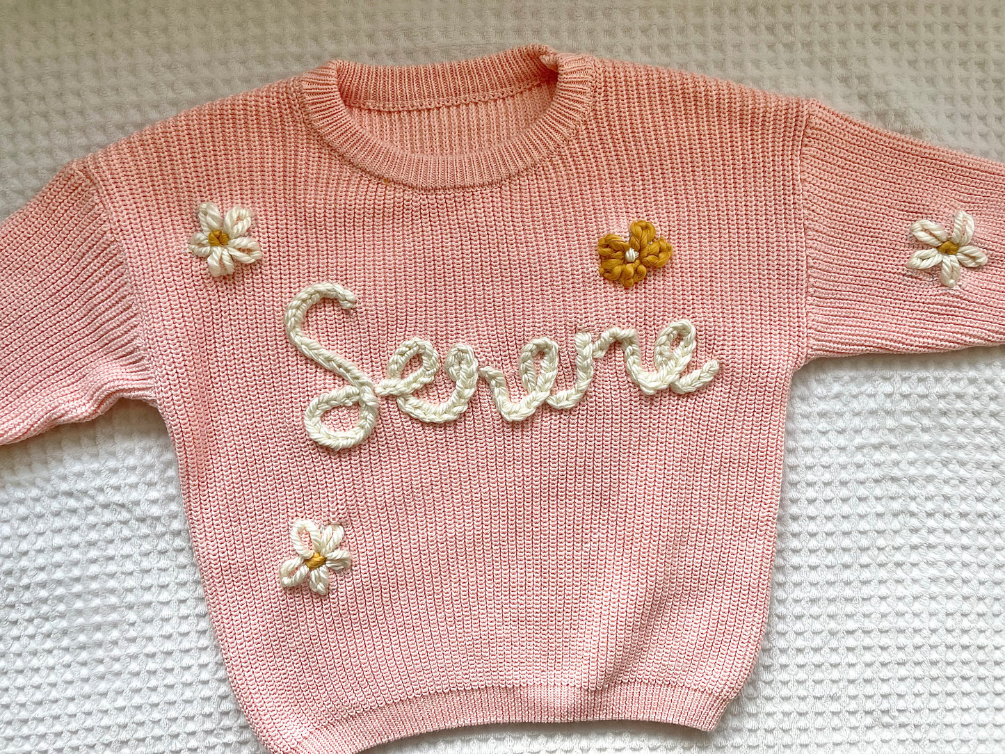 Hand embroidered knit sweater